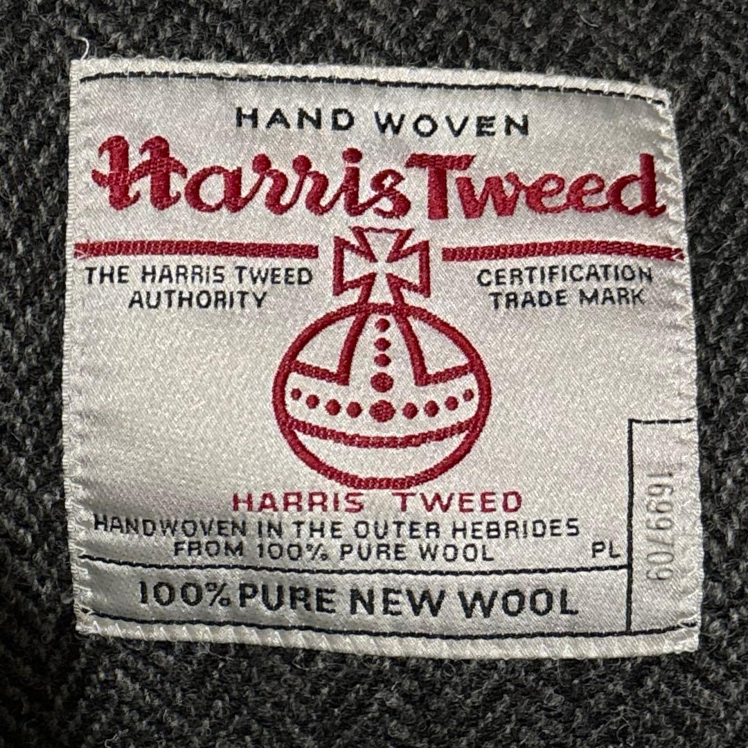 ハリスツイード［M］上品シック◎ウール100%◎高級◎ヘリンボーン柄ウールコート