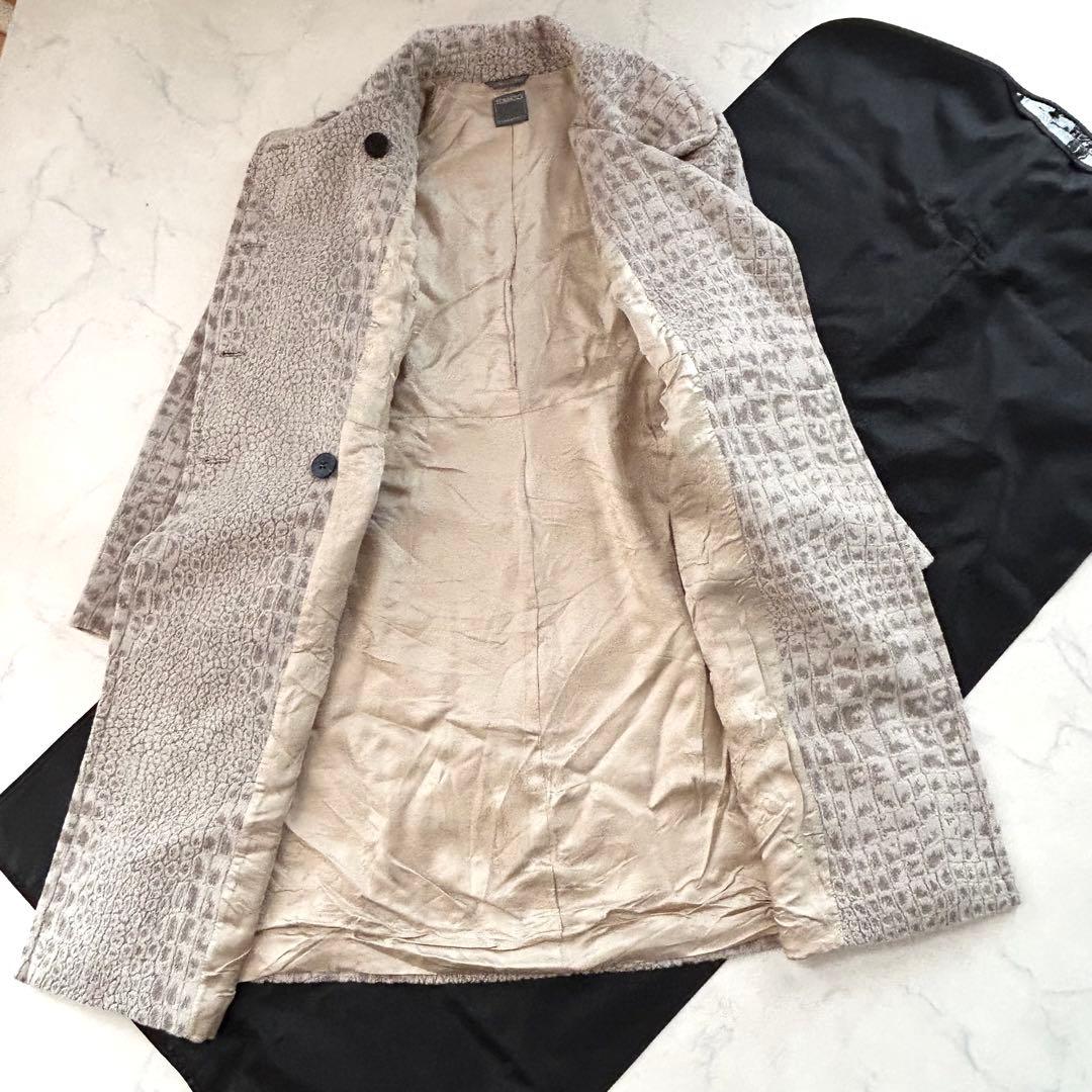 希少クロコ柄TOMASO×Stefanelli ロングコート 46 アンゴラ