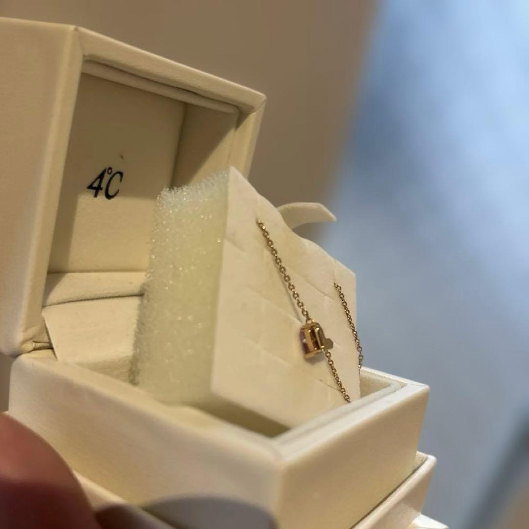 美品☆4℃ ピンクハートネックレス k18 0.26ct