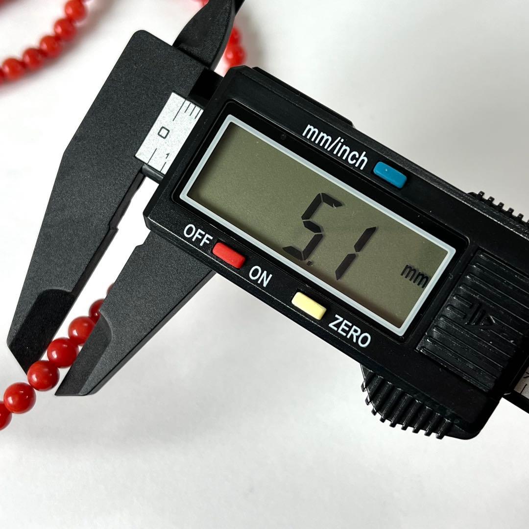 美品✨血赤珊瑚 5.0mm 丸玉 ネックレス＆イヤリング サンゴ