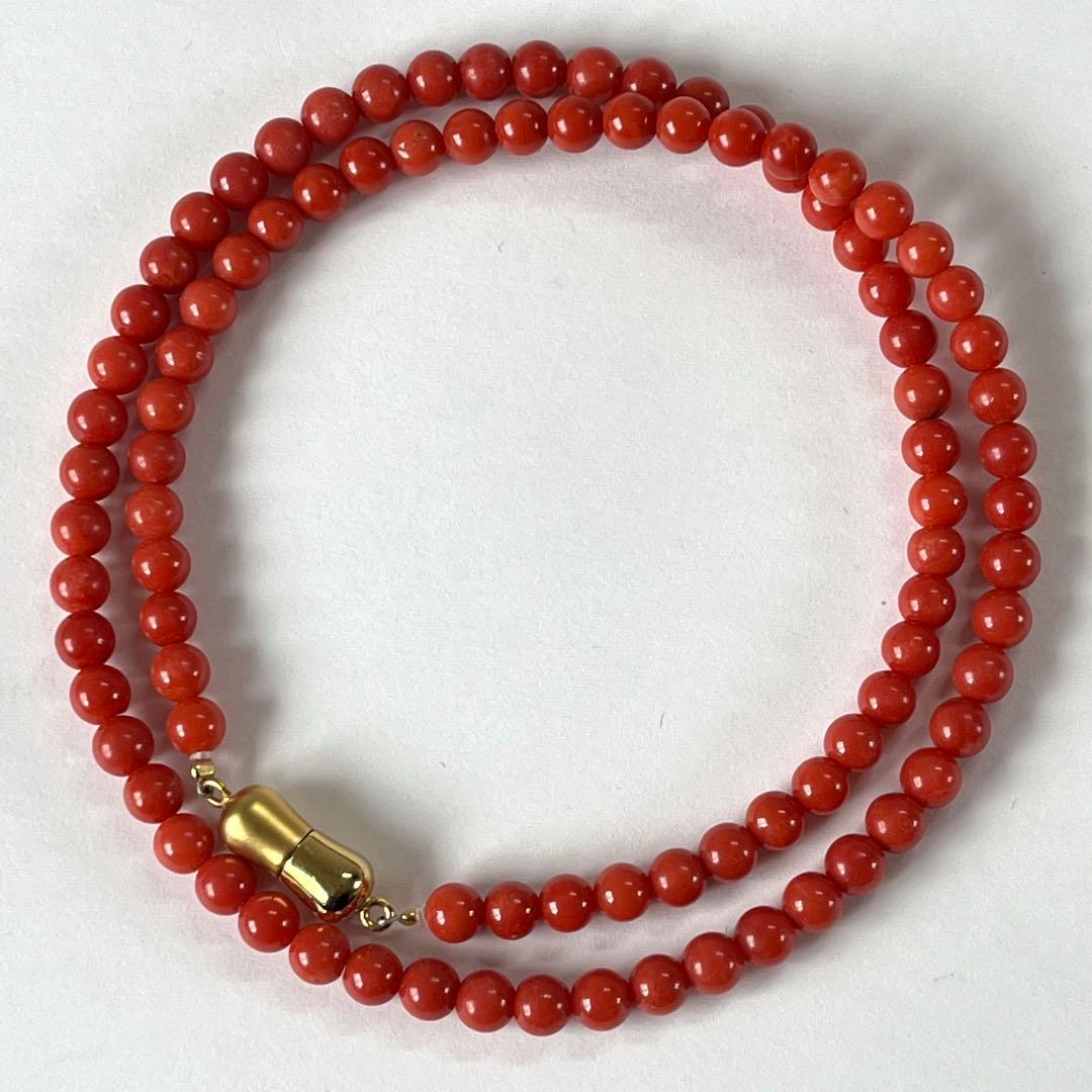 美品✨血赤珊瑚 5.0mm 丸玉 ネックレス＆イヤリング サンゴ
