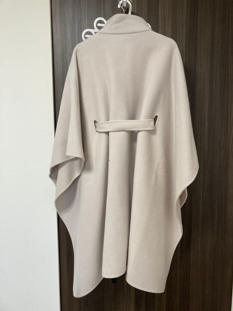 anuance グレー ウール混紡 ケープコート ベルト付き