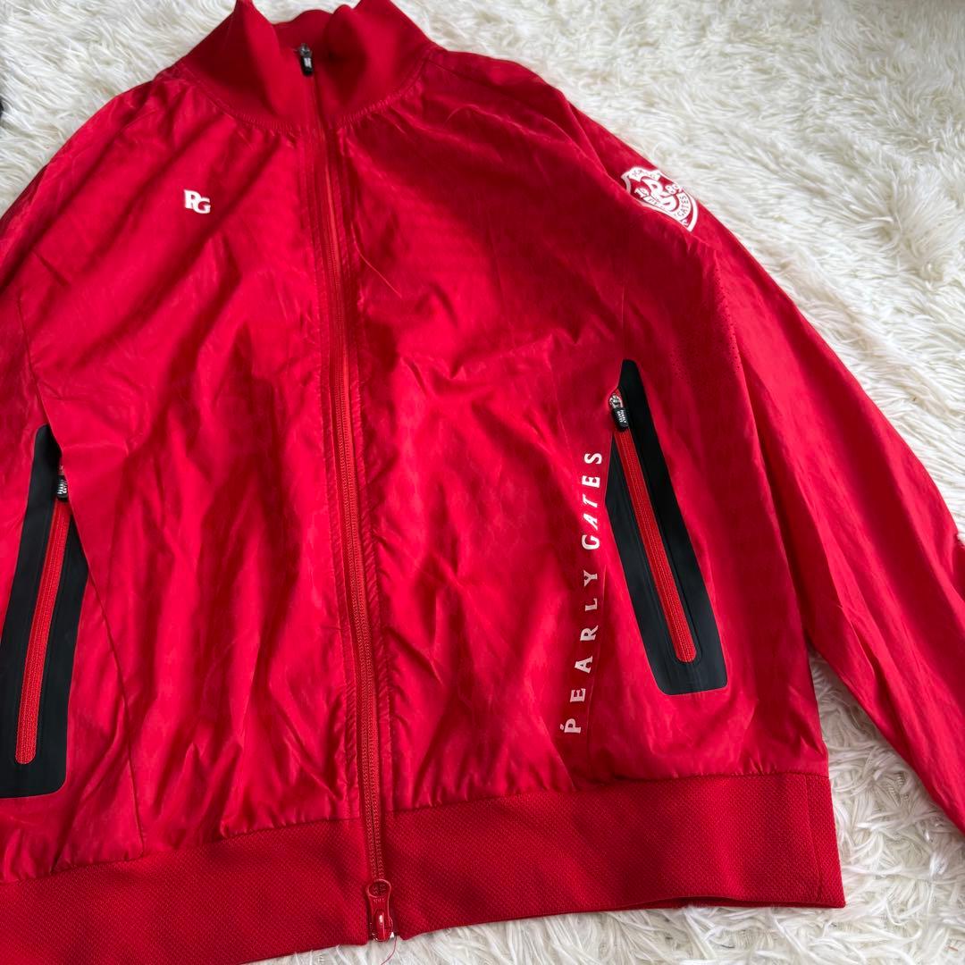【パーリーゲイツ】美品 ジップジャケット ナイロン レッド 1 レディース