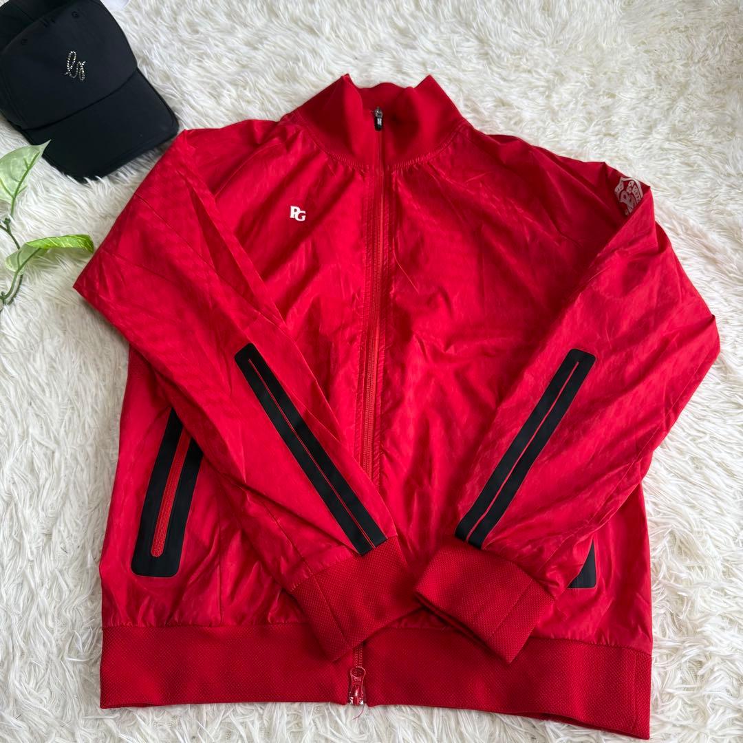 【パーリーゲイツ】美品 ジップジャケット ナイロン レッド 1 レディース