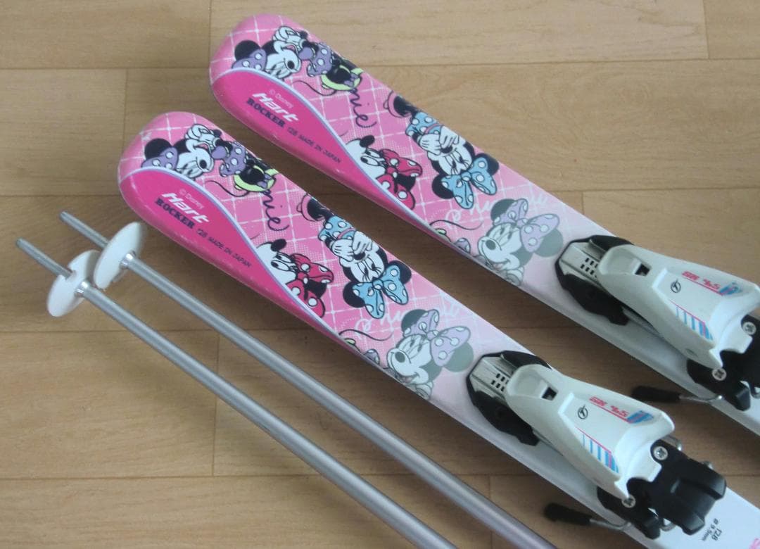 ■■送料無料■ジュニア用スキーセット■128/23■ミニーマウス■WAX済■■