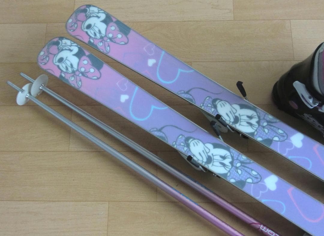 ■■送料無料■ジュニア用スキーセット■128/23■ミニーマウス■WAX済■■