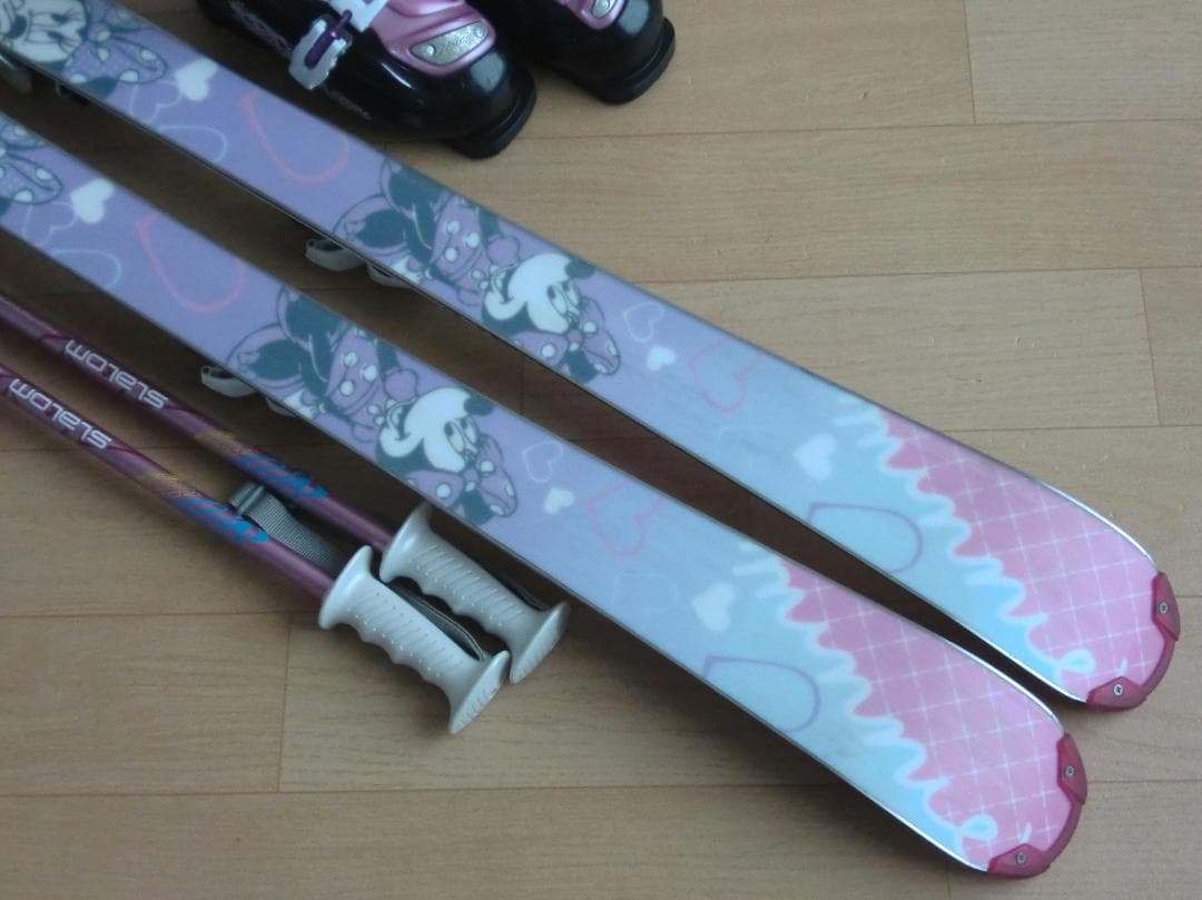 ■■送料無料■ジュニア用スキーセット■128/23■ミニーマウス■WAX済■■