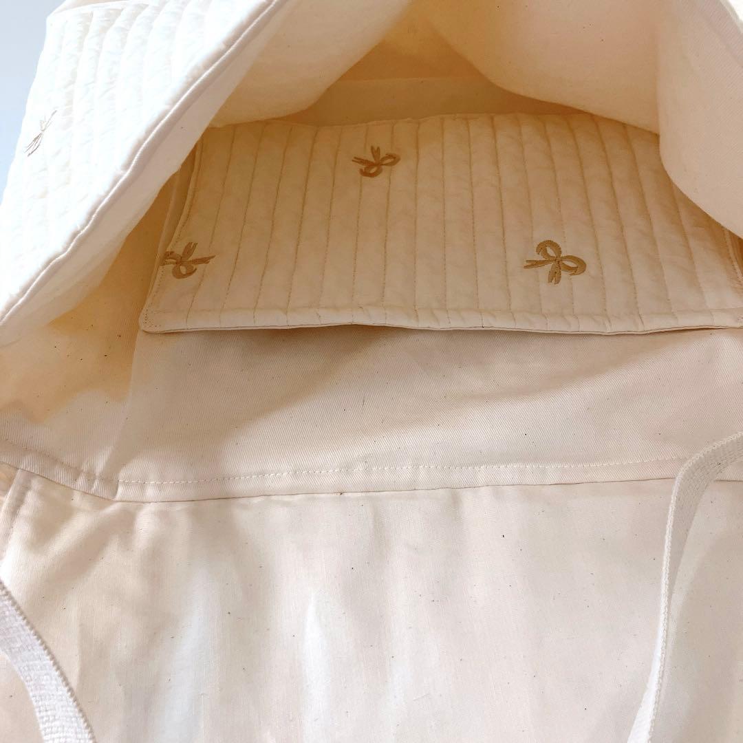 図書バッグ✖️3 ヌビ　リボン刺繍　リボンキルト　ハートキルト