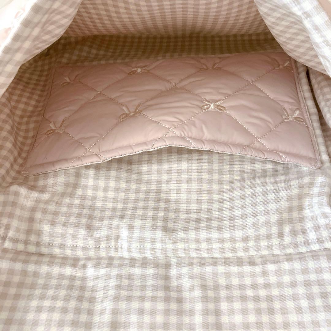 図書バッグ✖️3 ヌビ　リボン刺繍　リボンキルト　ハートキルト