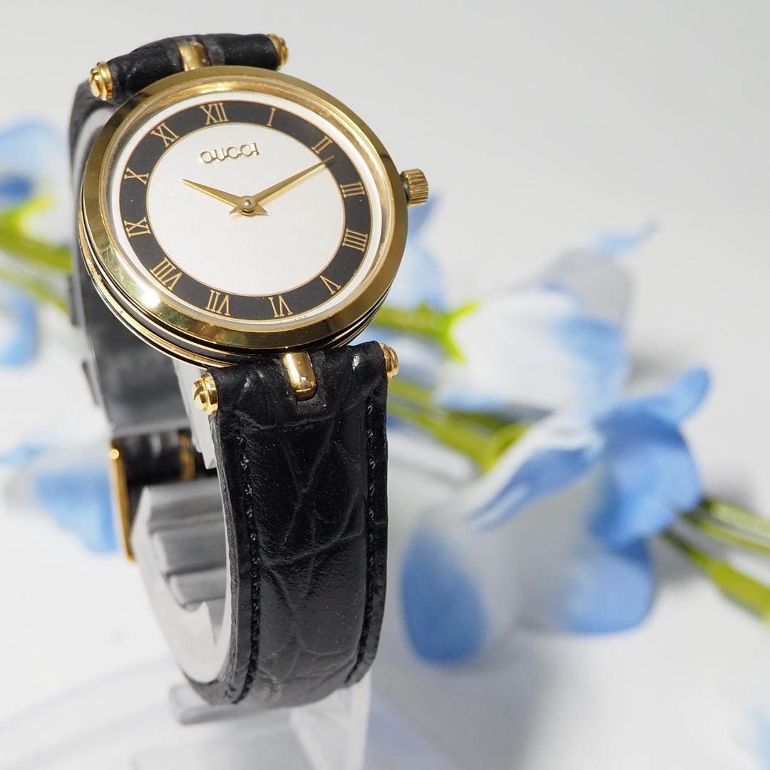 グッチ GUCCI シェリーライン 革ベルト メンズ 腕時計 箱 C630