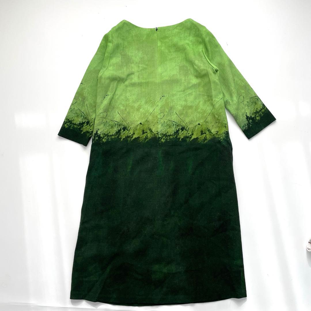 【美品】　シビラ　レッドフラワーベースプリントドレス　ウール　Mサイズ