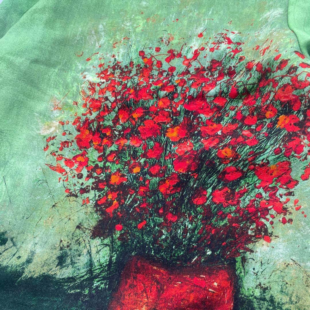 【美品】　シビラ　レッドフラワーベースプリントドレス　ウール　Mサイズ