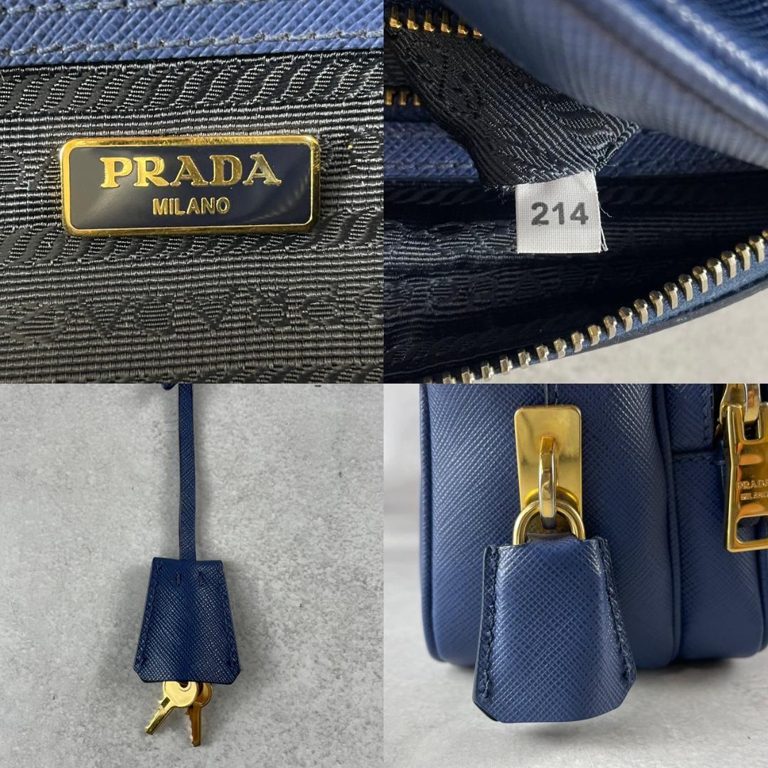極美品✨ PRADA プラダ サフィアーノレザー ショルダーバッグ ネイビー系