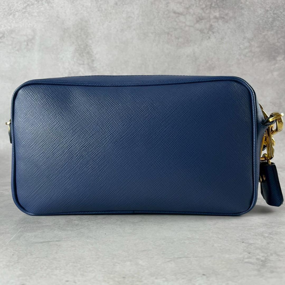 極美品✨ PRADA プラダ サフィアーノレザー ショルダーバッグ ネイビー系