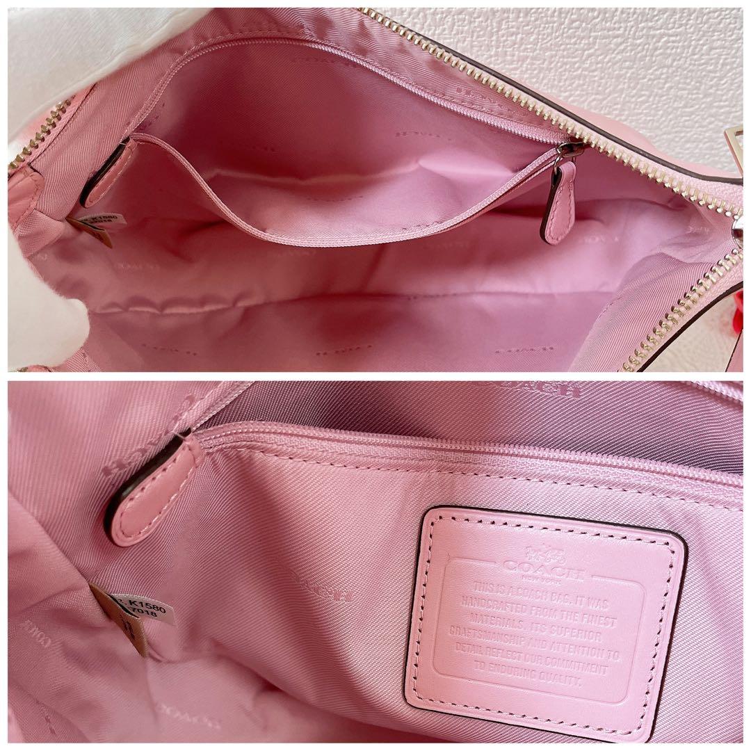美品★コーチ ショルダーバッグ 2WAY 斜め掛け 肩掛け ピンク系 チャーム付