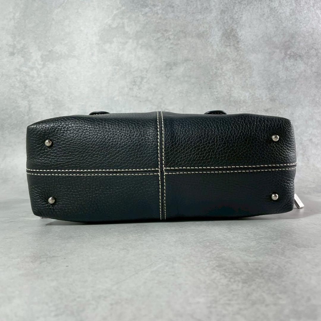 【極美品】トッズ トートバッグ ロゴ レザー 本革 ブラック 黒色