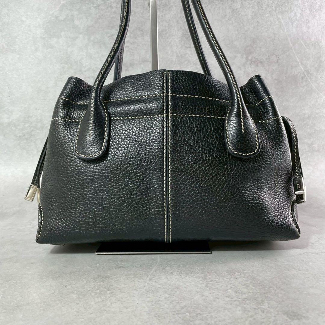 【極美品】トッズ トートバッグ ロゴ レザー 本革 ブラック 黒色