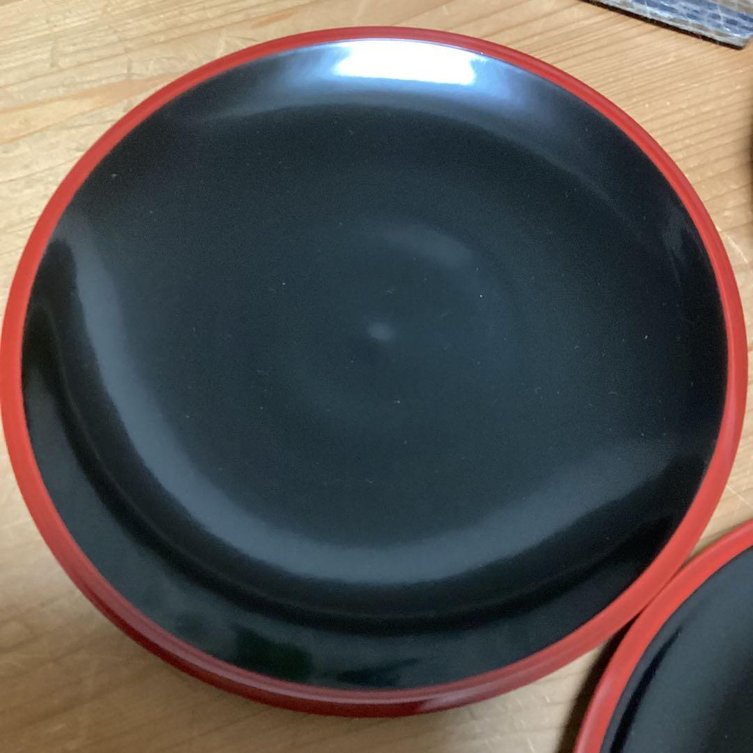 漆器　浄法寺塗　木製　総黒縁朱　平安皿　6寸　18cm 5枚