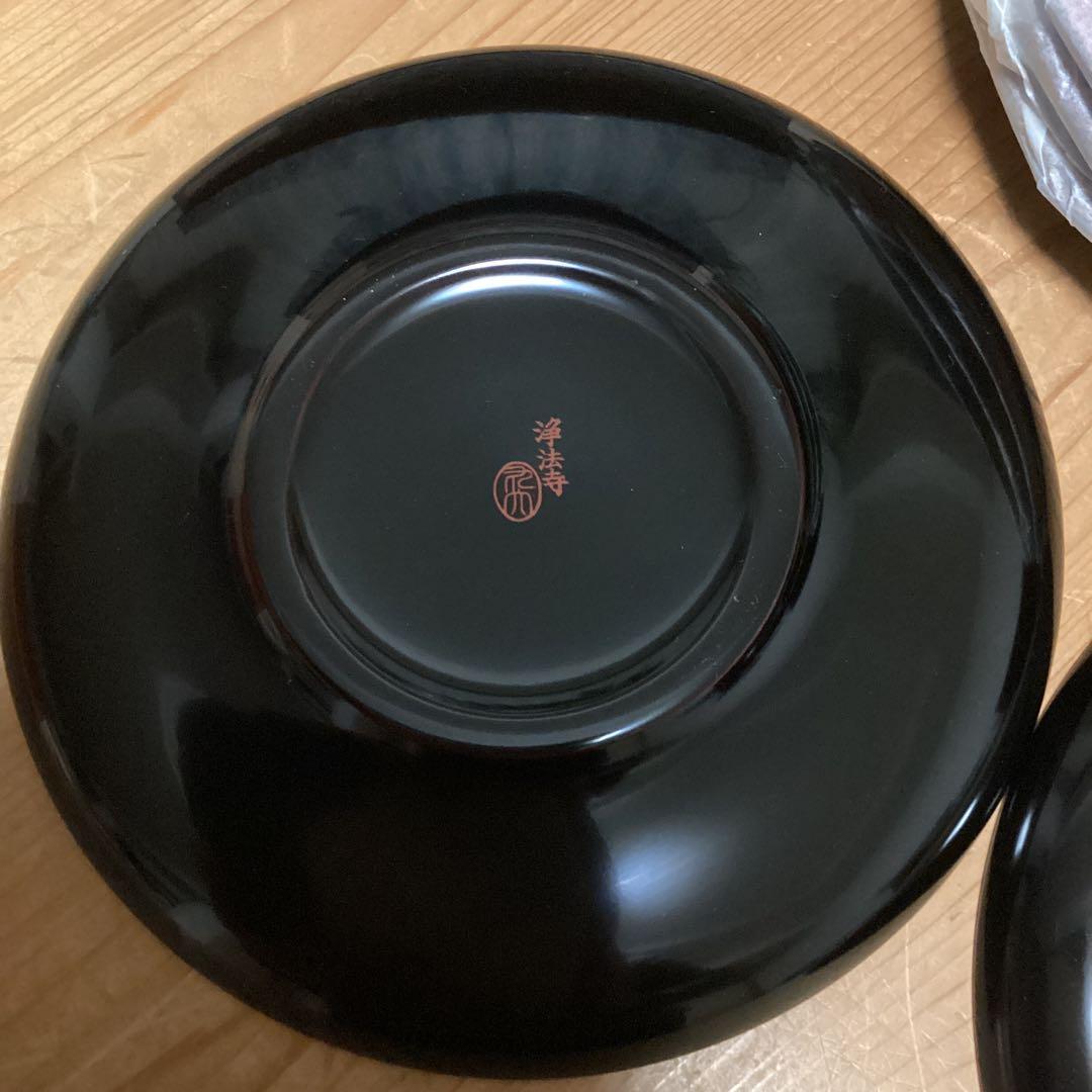 漆器　浄法寺塗　木製　総黒縁朱　平安皿　6寸　18cm 5枚