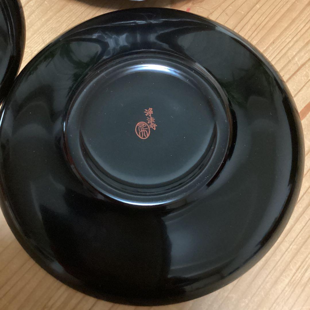 漆器　浄法寺塗　木製　総黒縁朱　平安皿　6寸　18cm 5枚