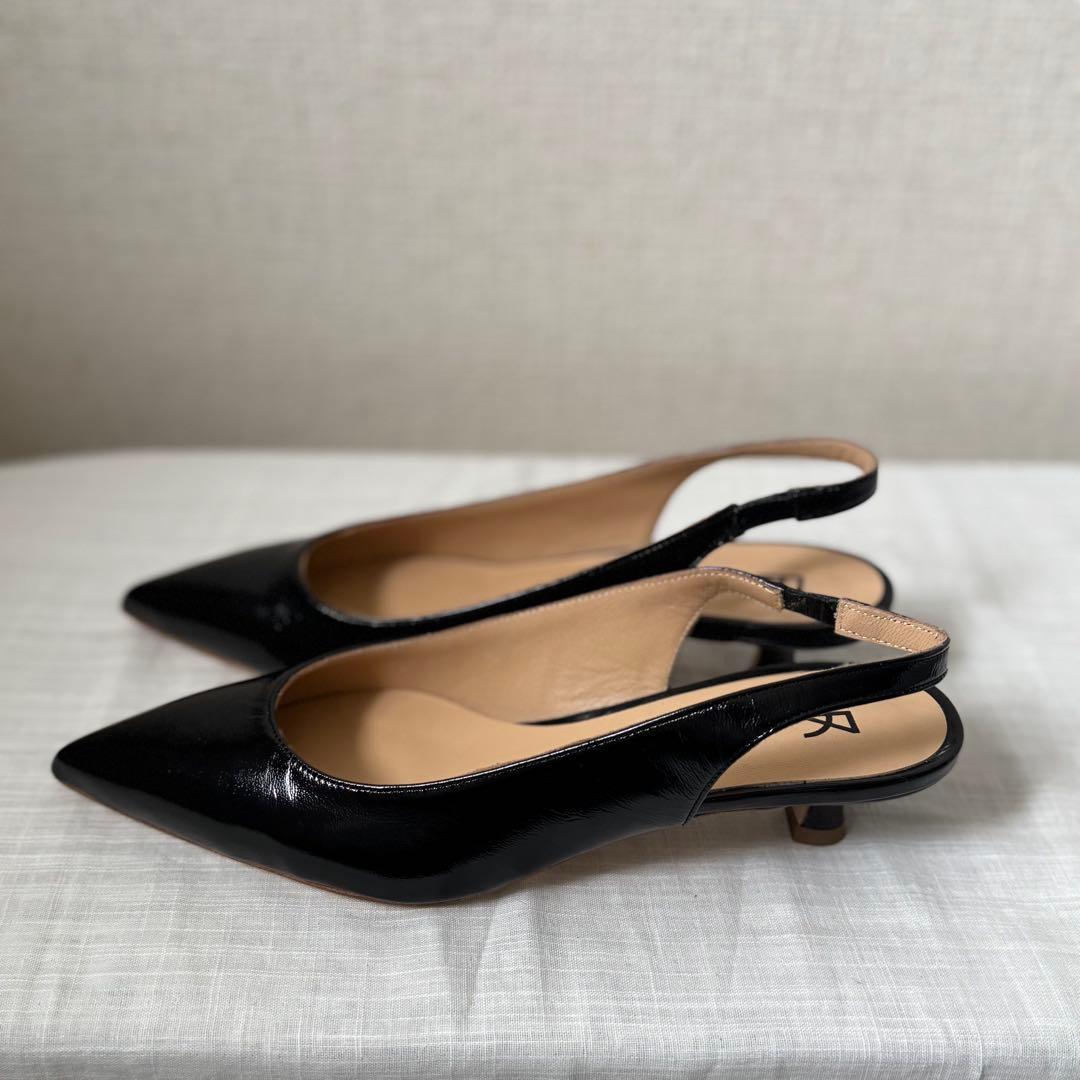 新品FABIO RUSCONI ブラック スリングバック37 23.5 24.0