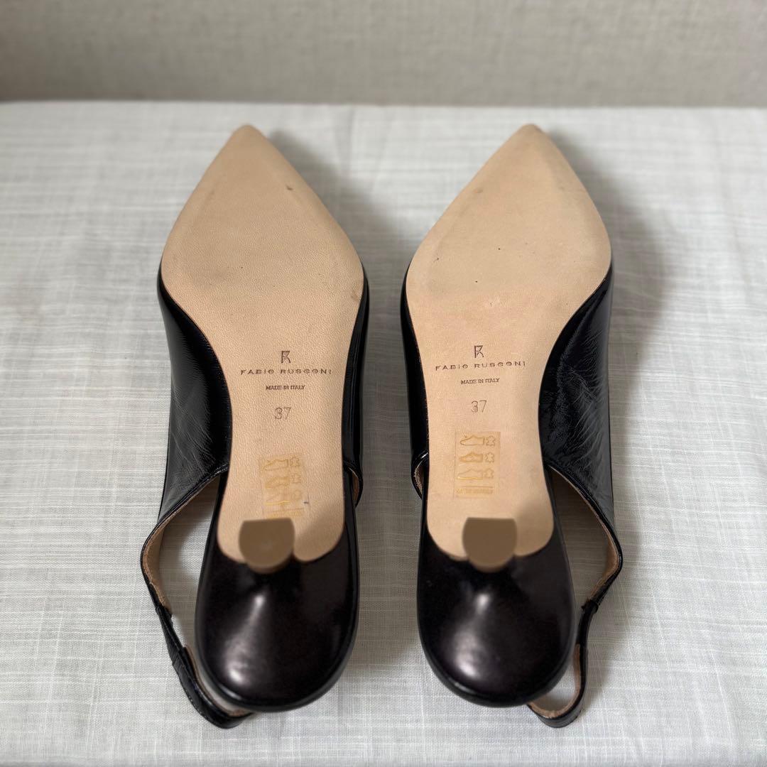 新品FABIO RUSCONI ブラック スリングバック37 23.5 24.0