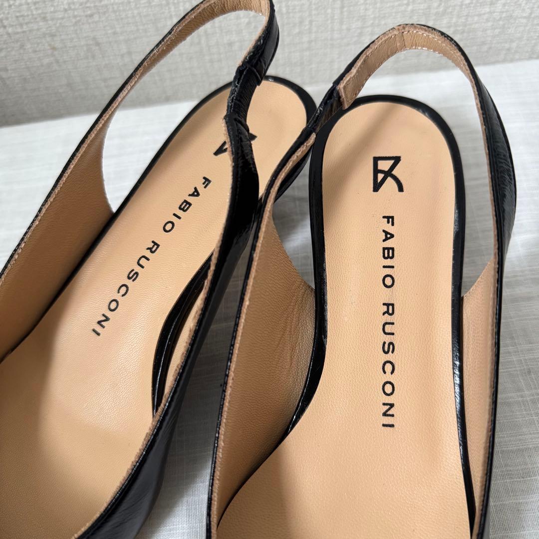 新品FABIO RUSCONI ブラック スリングバック37 23.5 24.0