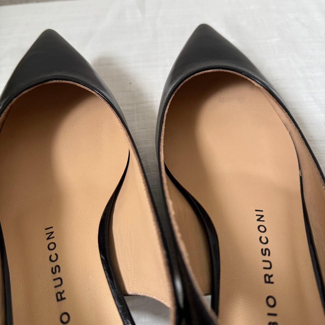 新品FABIO RUSCONI ブラック スリングバック37 23.5 24.0