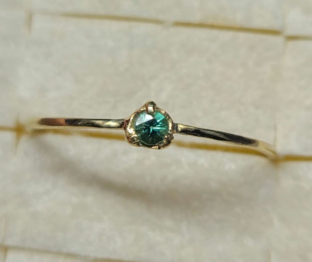 非加熱のオールドピース★ブラジルバターリャパライバトルマリンリング10金★