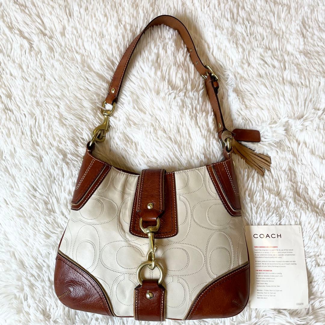 バッグ Coach Signature Leather Hobo Bag