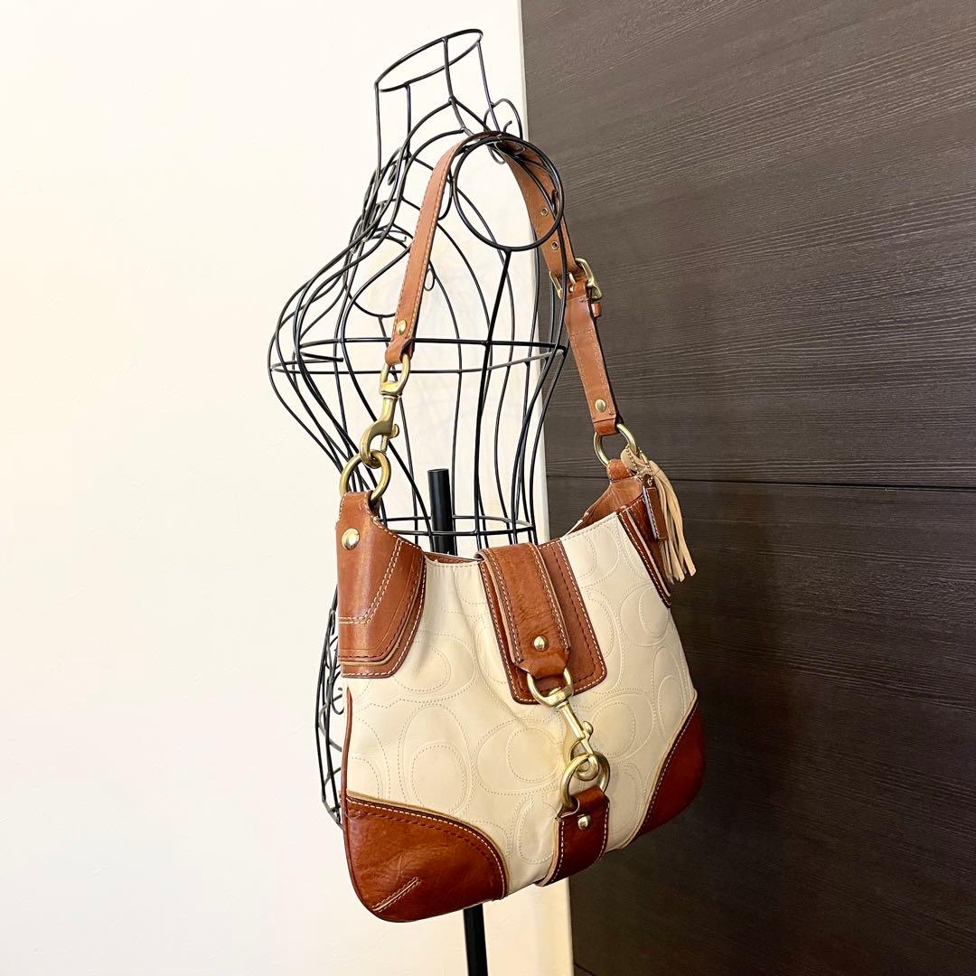 バッグ Coach Signature Leather Hobo Bag