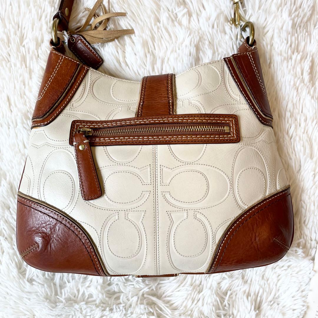 バッグ Coach Signature Leather Hobo Bag