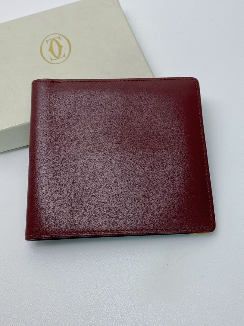 美品 カルティエ Cartier マストライン 二つ折り財布 ボルドー 箱付き