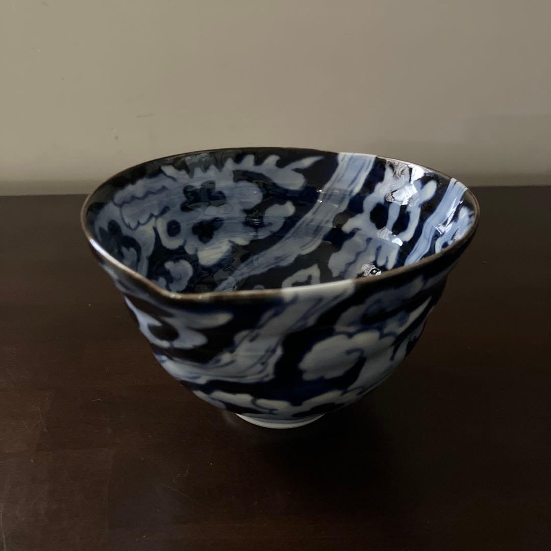 惣太窯　そうた窯　青白磁　波　雲　龍　模様　碗5客