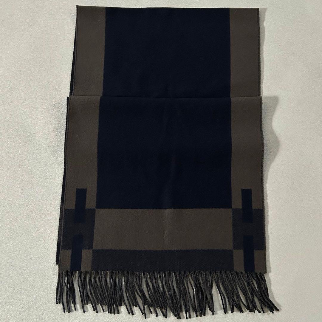 極美品✨エルメス Hパッサン カシミヤ マフラー ロゴ刺繍 ユニセックス 付属品