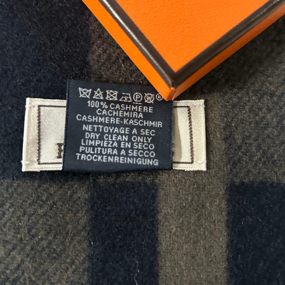 極美品✨エルメス Hパッサン カシミヤ マフラー ロゴ刺繍 ユニセックス 付属品