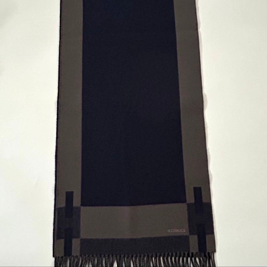 極美品✨エルメス Hパッサン カシミヤ マフラー ロゴ刺繍 ユニセックス 付属品