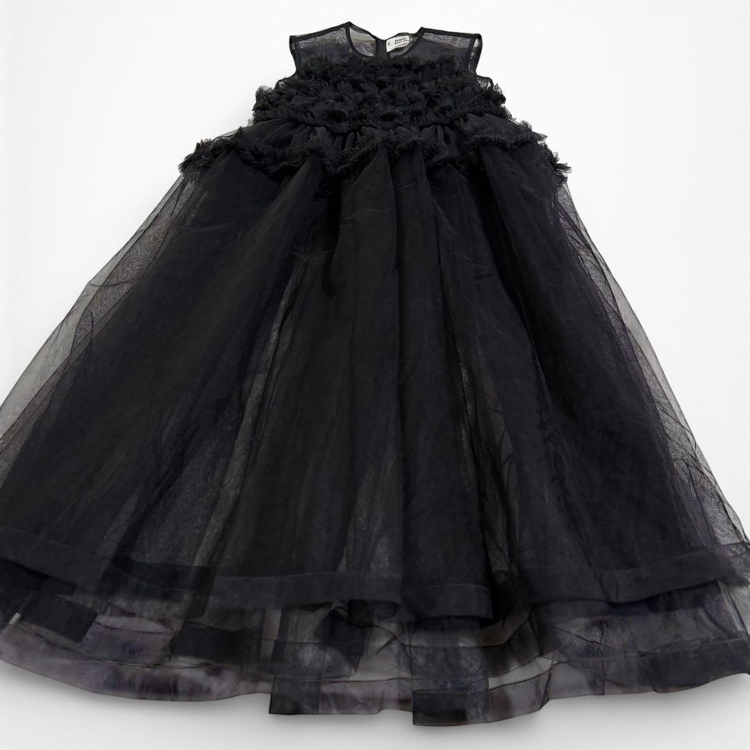 美品 ノワールケイニノミヤ 20SS チュール フリル ロング ワンピース 黒