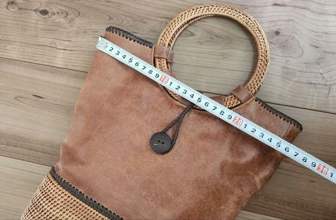 超希少　アタ&レザー　バック 　かごバッグ