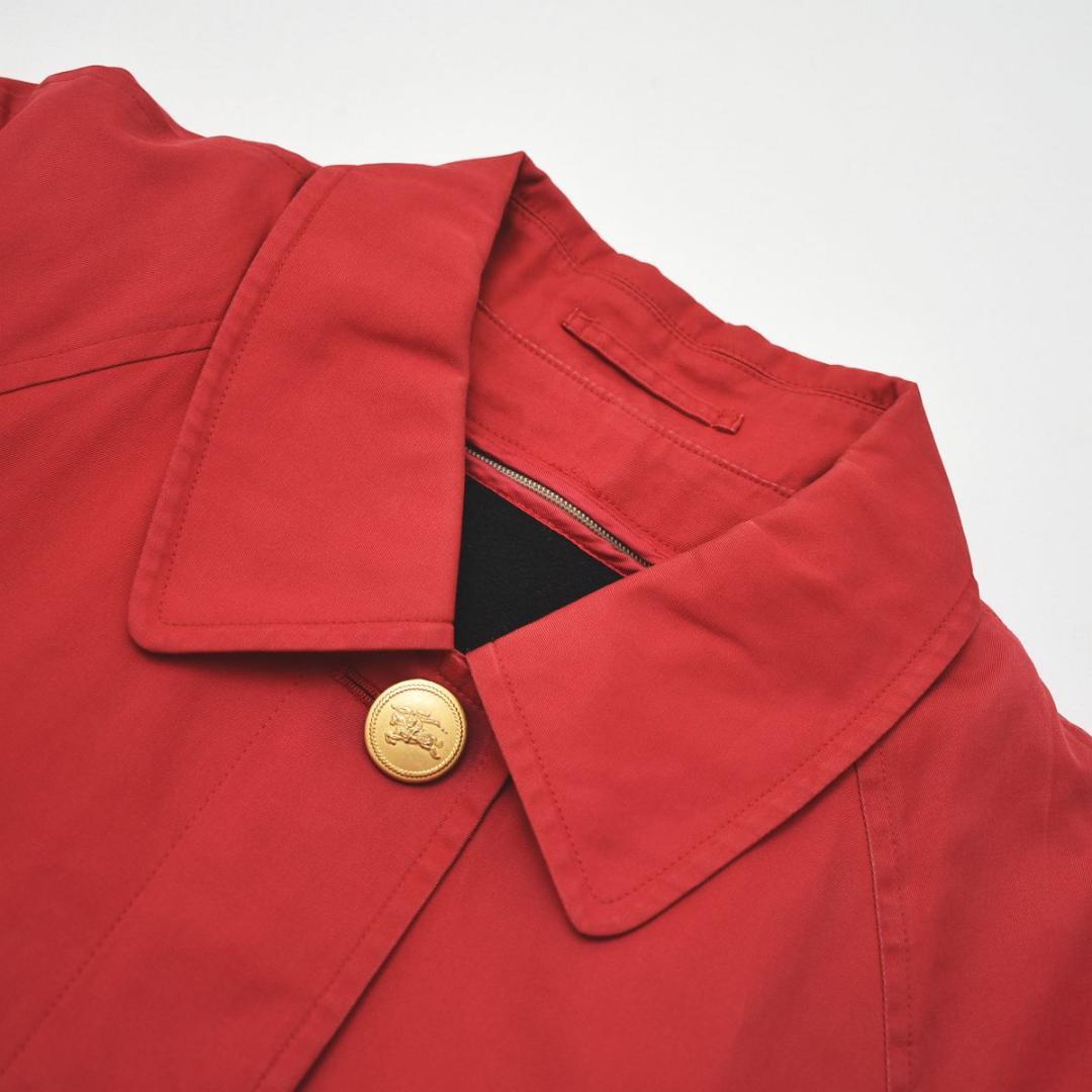 【ノバチェック柄】 90s バーバリー ライナー付き ステンカラーコート 赤 ♪