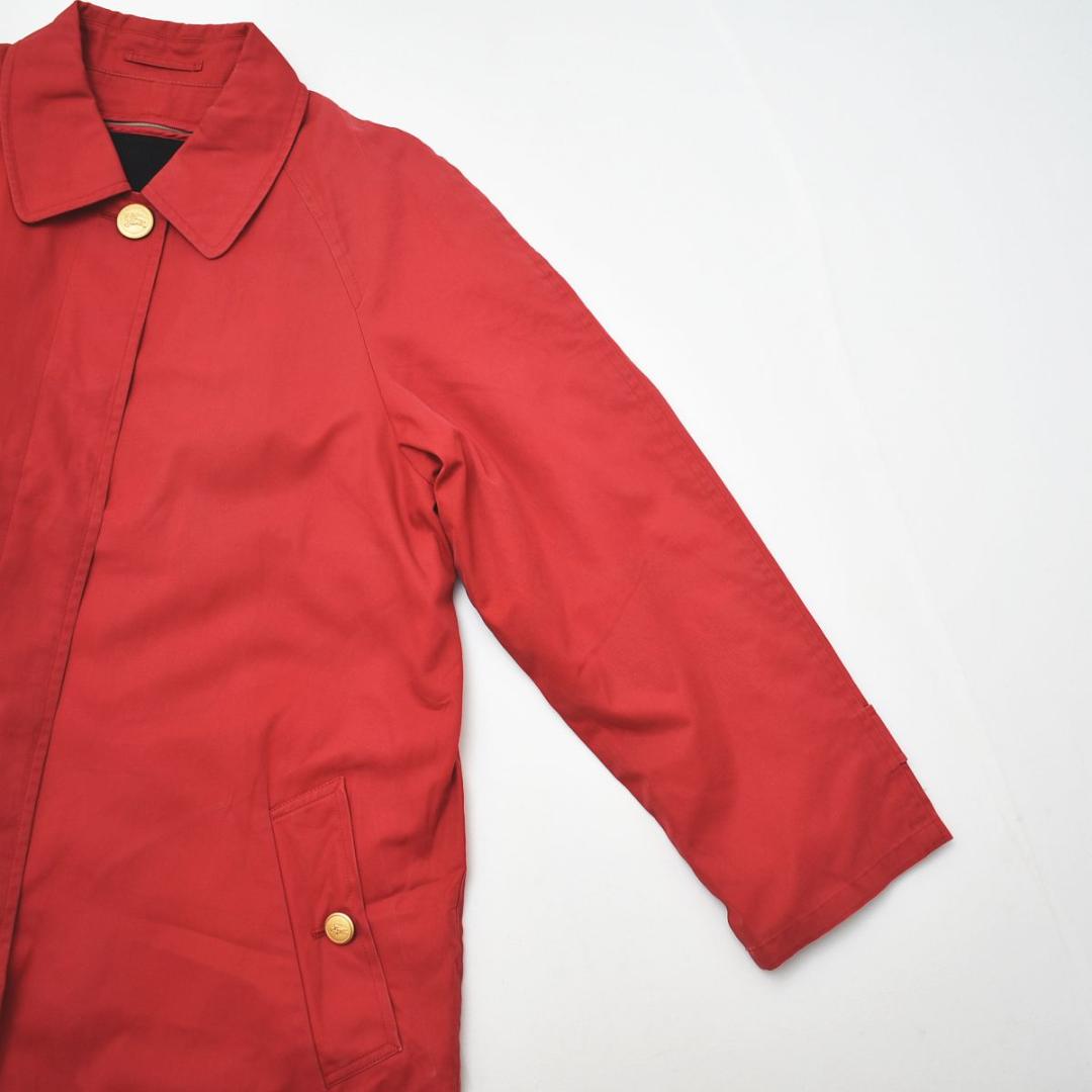 【ノバチェック柄】 90s バーバリー ライナー付き ステンカラーコート 赤 ♪