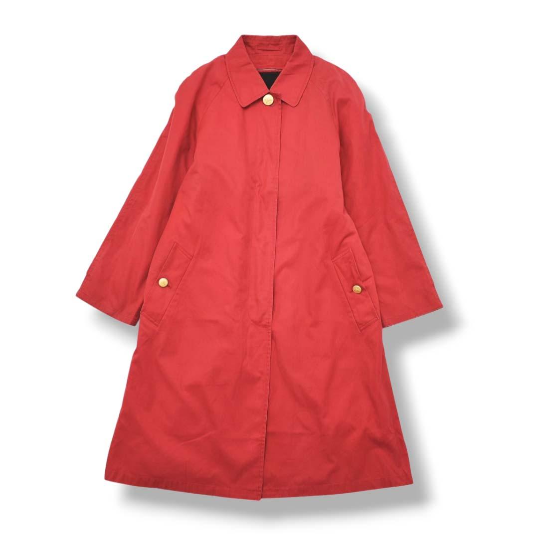 【ノバチェック柄】 90s バーバリー ライナー付き ステンカラーコート 赤 ♪