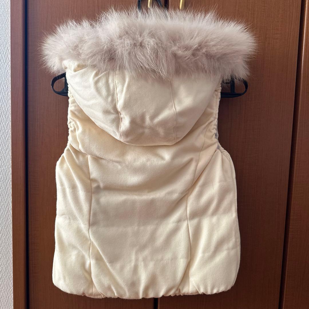最終値下げ！　ファー付きダウンベスト ライトグレー・アイボリー　アナイ