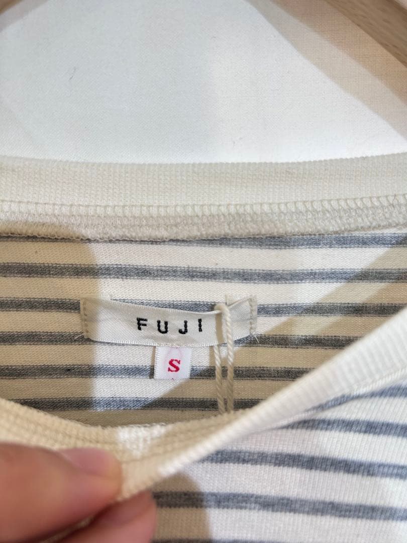 タグ付き FUJI ピュアコットン ボーダー ロンT スモーク S 長袖