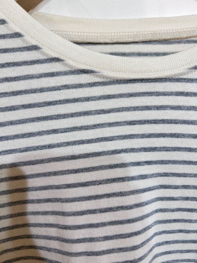 タグ付き FUJI ピュアコットン ボーダー ロンT スモーク S 長袖