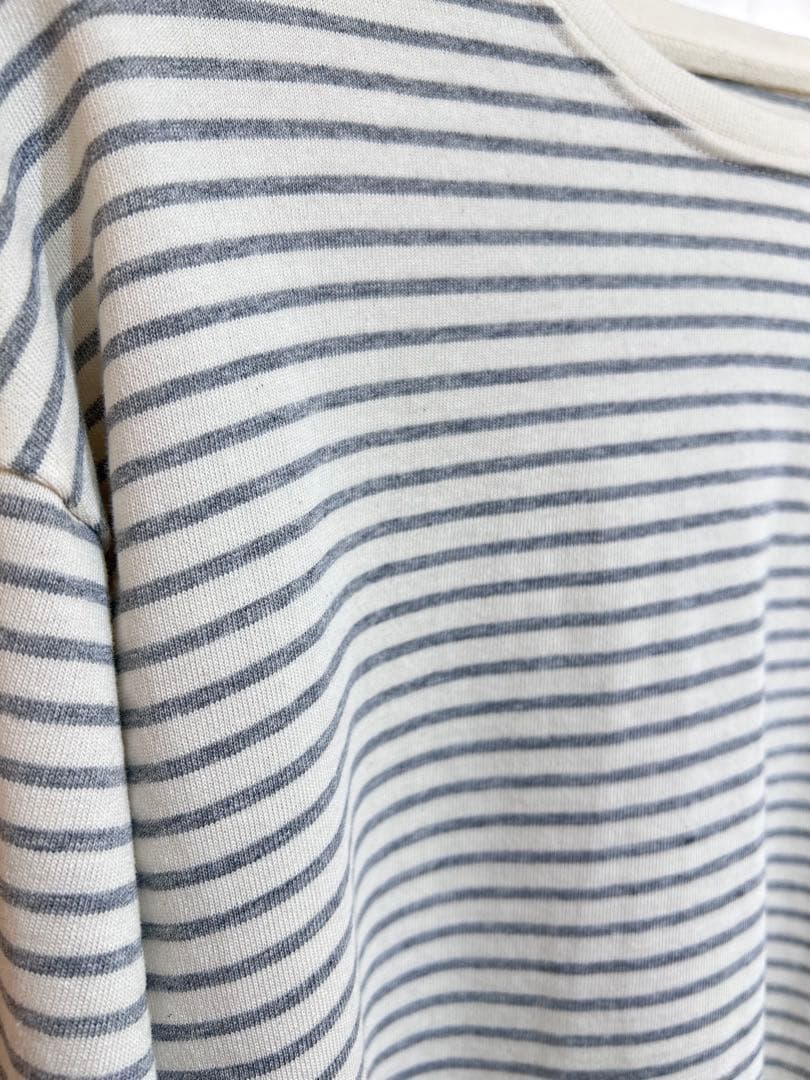 タグ付き FUJI ピュアコットン ボーダー ロンT スモーク S 長袖