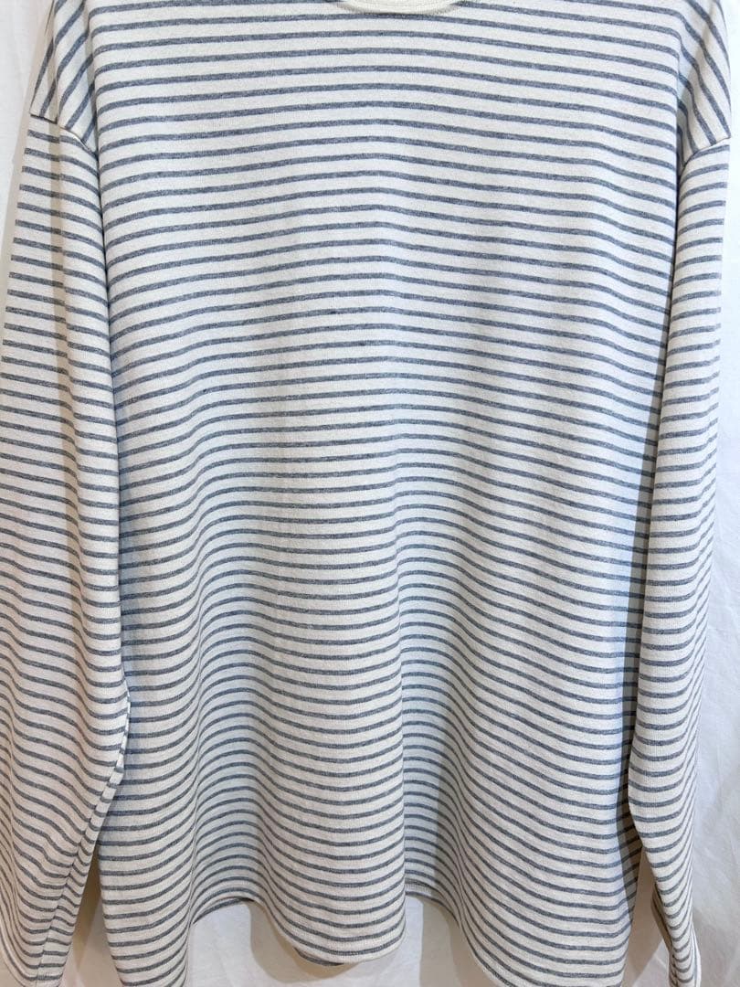 タグ付き FUJI ピュアコットン ボーダー ロンT スモーク S 長袖