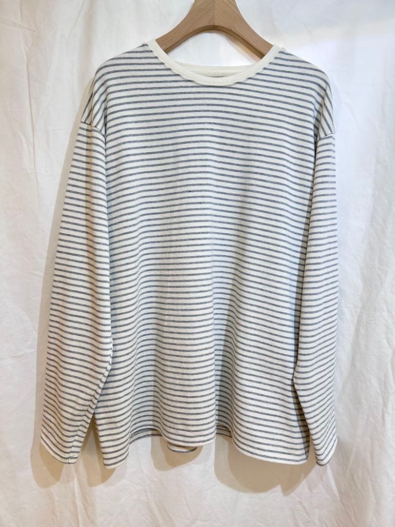 タグ付き FUJI ピュアコットン ボーダー ロンT スモーク S 長袖