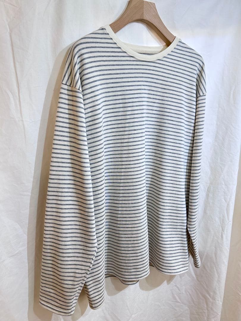 タグ付き FUJI ピュアコットン ボーダー ロンT スモーク S 長袖