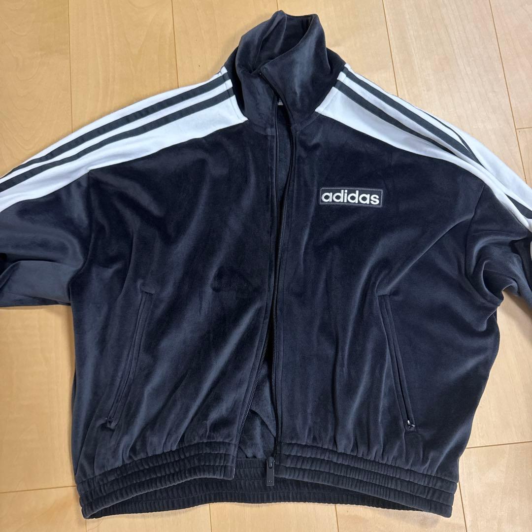 【タイムセール】adidasアディブレイクベロア重盛 黒 トラックジャケット M
